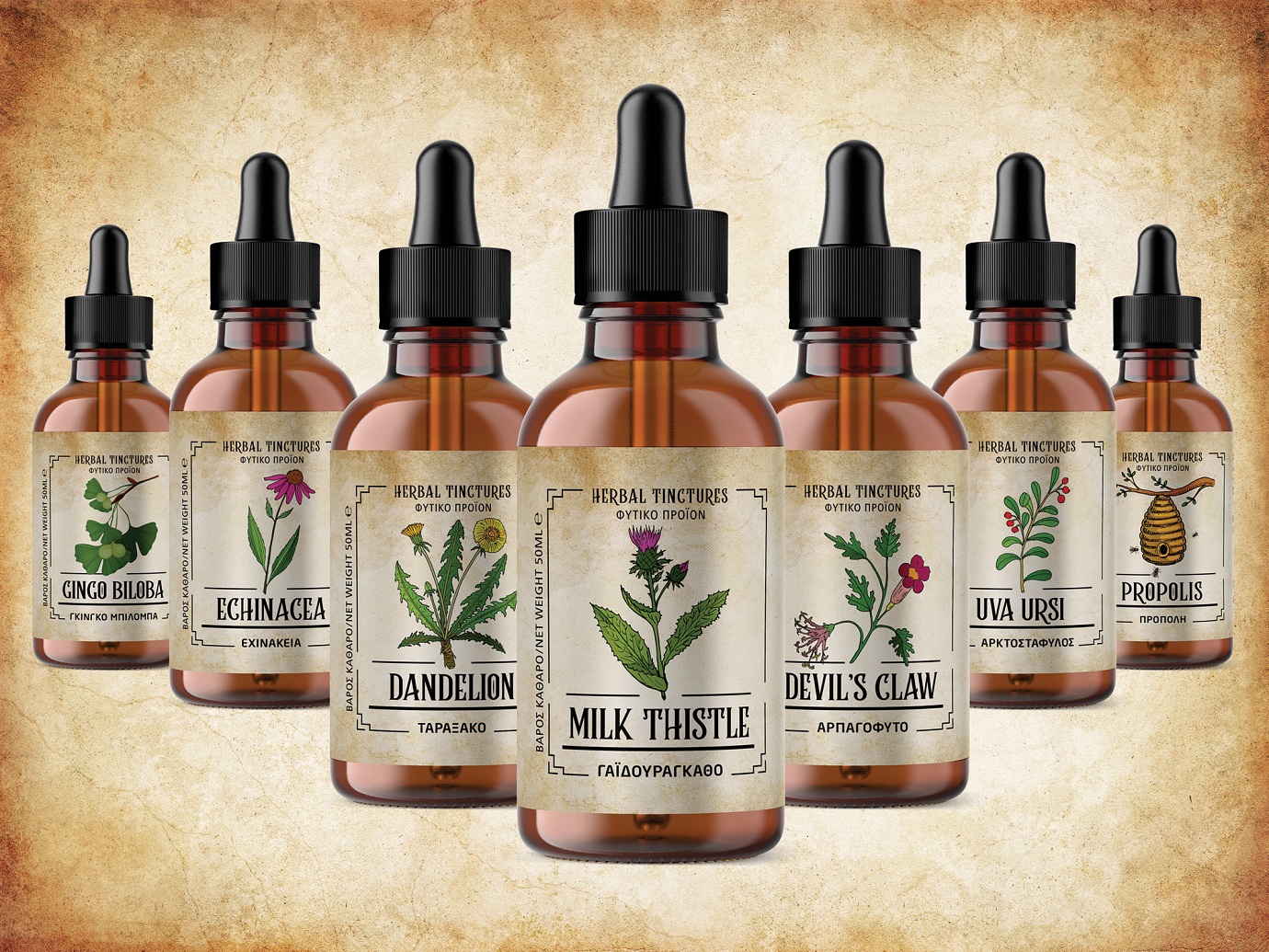 Printed brand material and packaging from a completed graphic design project