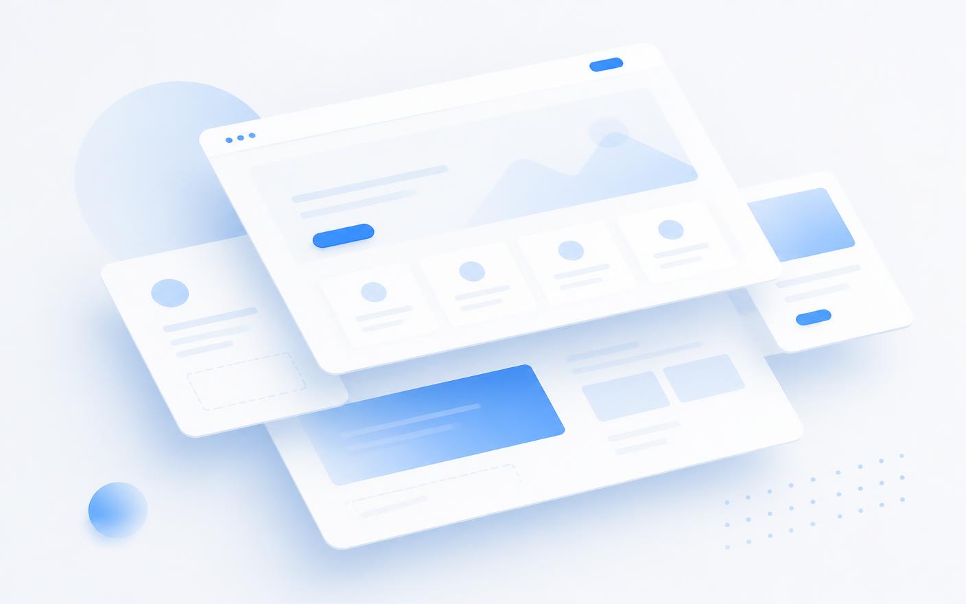 Abstract layered website layout illustration representing web design work